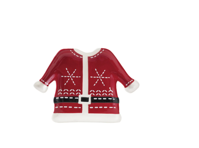 Hand-Painted Ceramic Santa Coat Shaped Plate
