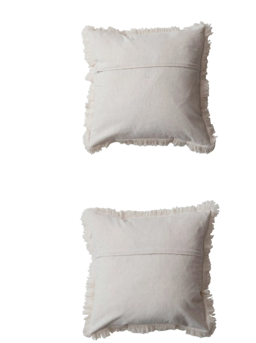 Christmas Woven Cotton & Linen Pillow w/ Fringe, 2 Styles