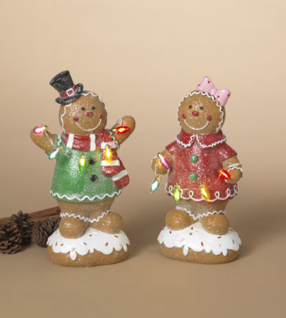 Lighted Resin Holiday Gingerbread Man, 2 styles