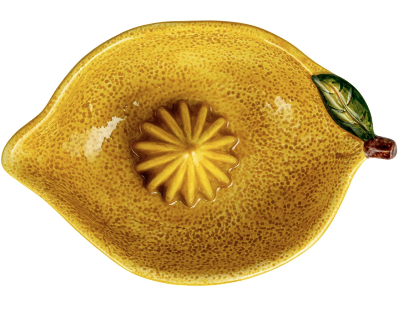 Hand-Painted Stoneware Lemon Shaped Juicer, Yellow