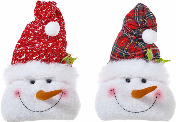 Plush Red Plaid Snowman Head, 2 Styles