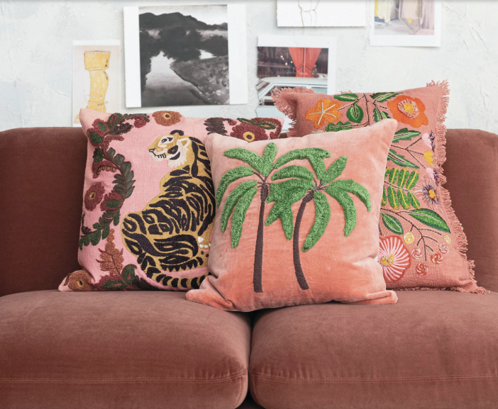 Reign Flower and Eyelash Fringe Lumbar Pillow