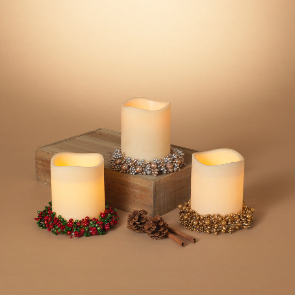 Holiday Berry Candle Ring, 3 styles