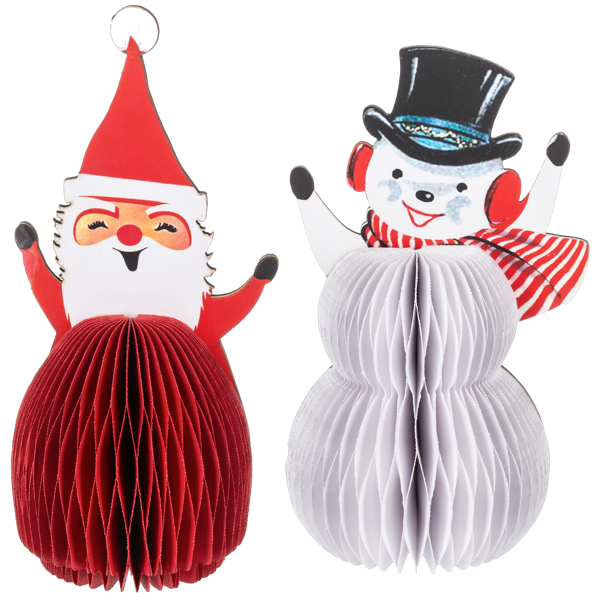 Honeycomb Santa & Snowman Figurines, 2 styles