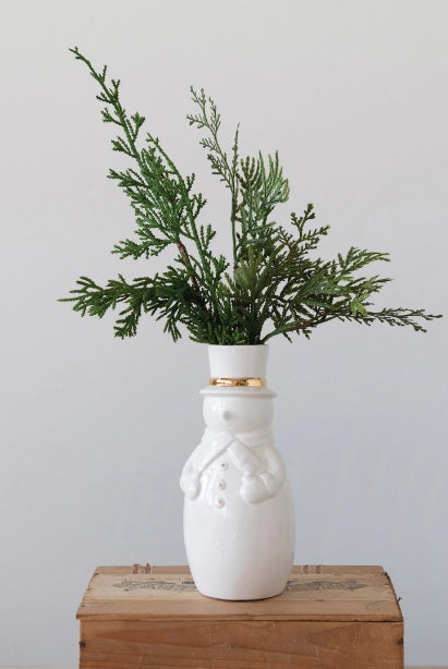 Stoneware Snowman Vase