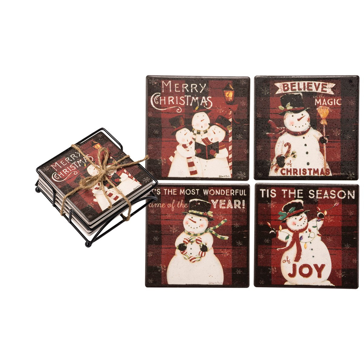 Coaster Set - Christmas Black and Red