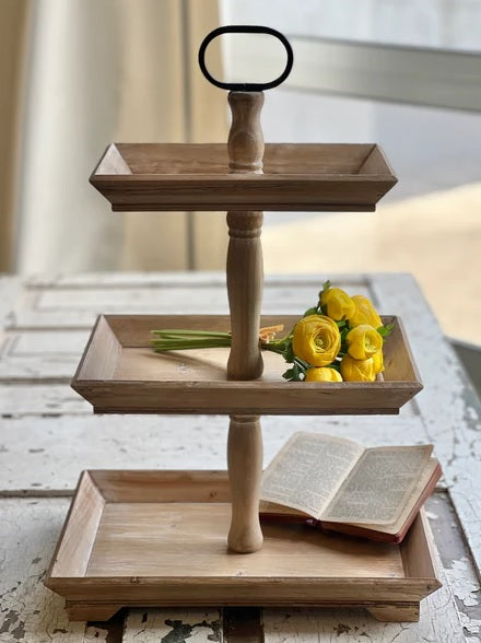Oliver 3 Tier Beveled Tray, Brown