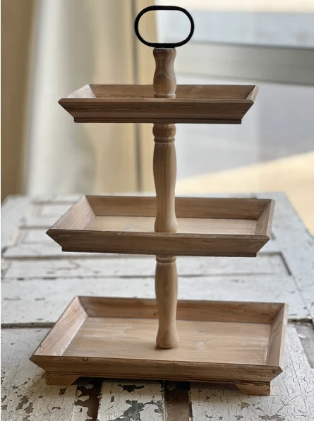 Oliver 3 Tier Beveled Tray, Brown