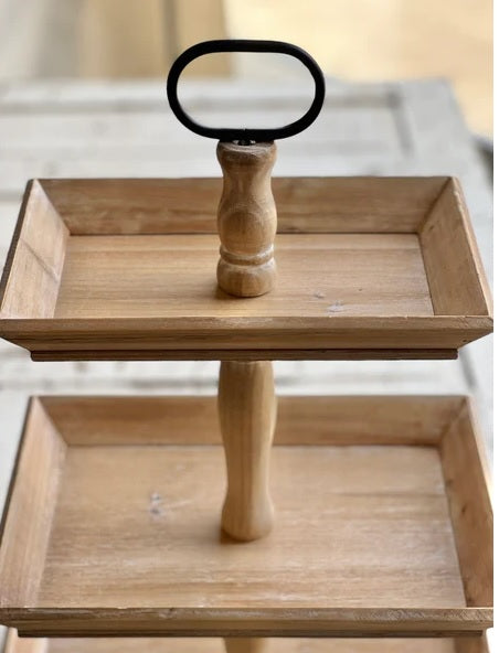 Oliver 3 Tier Beveled Tray, Brown