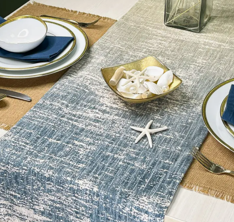 Sunset Table Runner, Blue/Gray