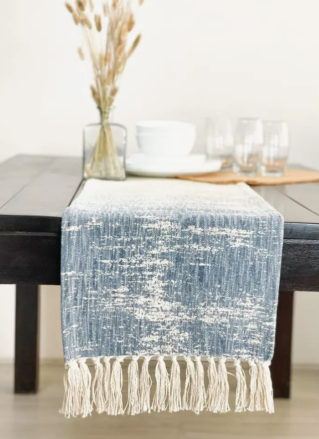 Sunset Table Runner, Blue/Gray