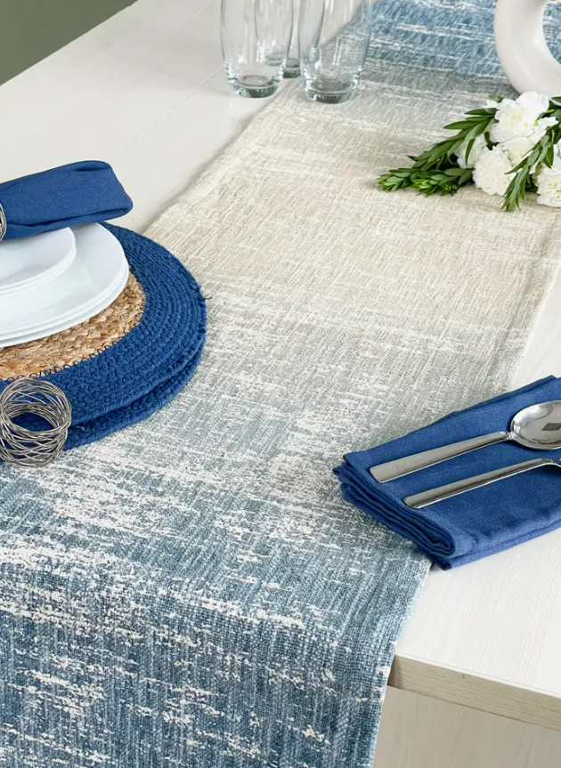 Sunset Table Runner, Blue/Gray