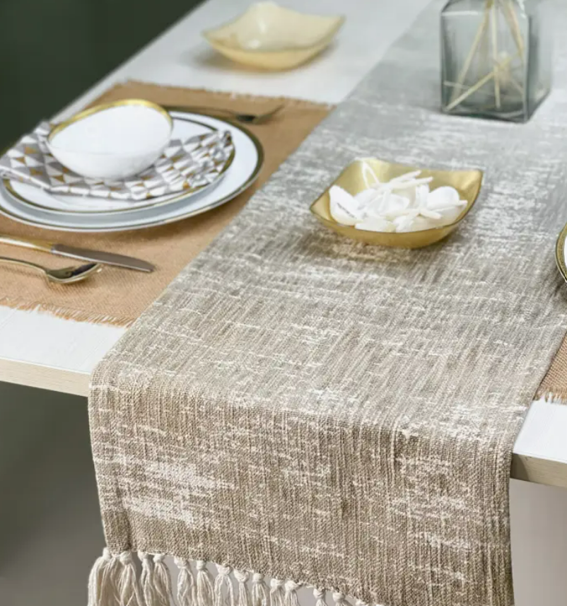 Sunset Table Runner, Beige/Gray