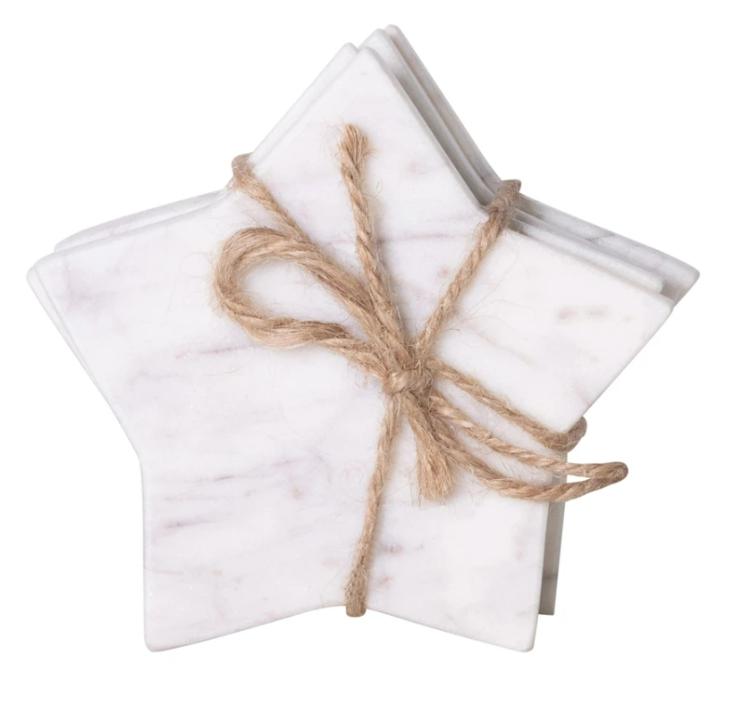 Marble Star Shaped Coasters, set of 4