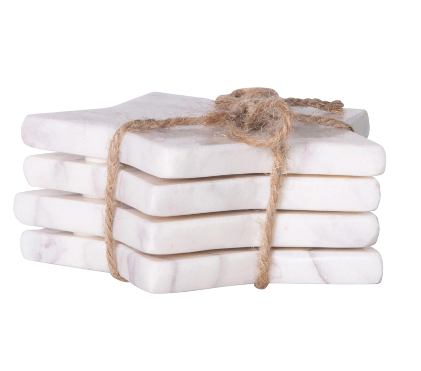 Marble Star Shaped Coasters, set of 4