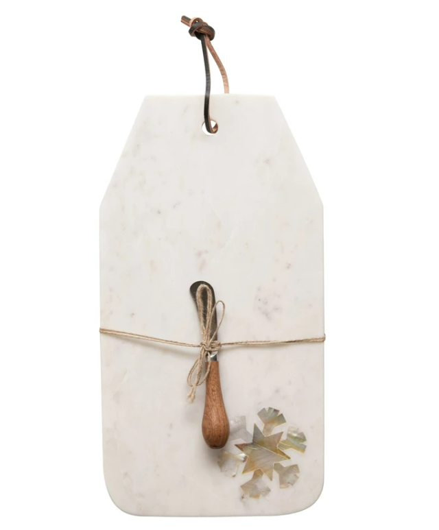 Marble Snowflake Cheese Board and Canape Knife