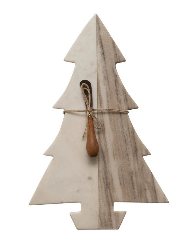 Marble Tree Cutting Board and Canape Knife