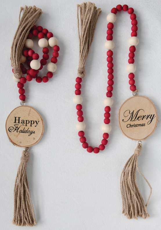 Red Wood Bead Garland, 2 styles