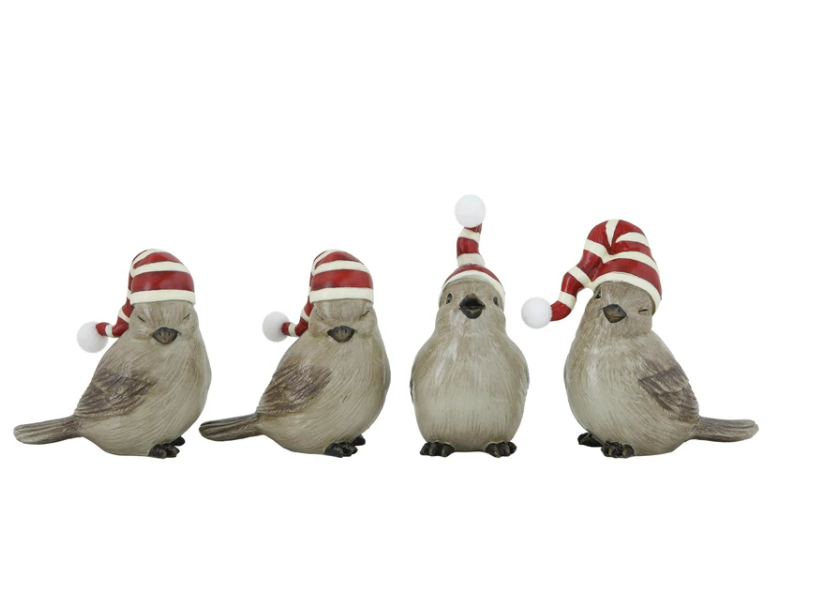 Resin Bird w/ Stocking, 4 styles