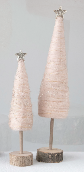 Pink Wool Cone Tree, 2 sizes