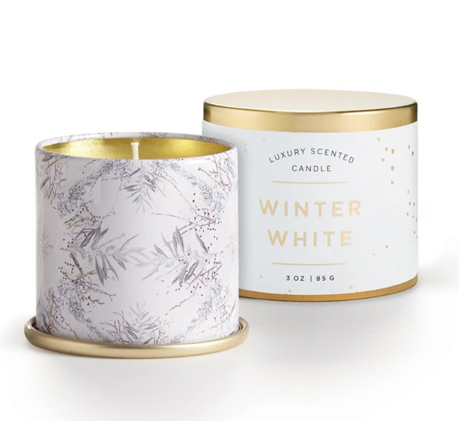 Winter White Demi Tin Candle