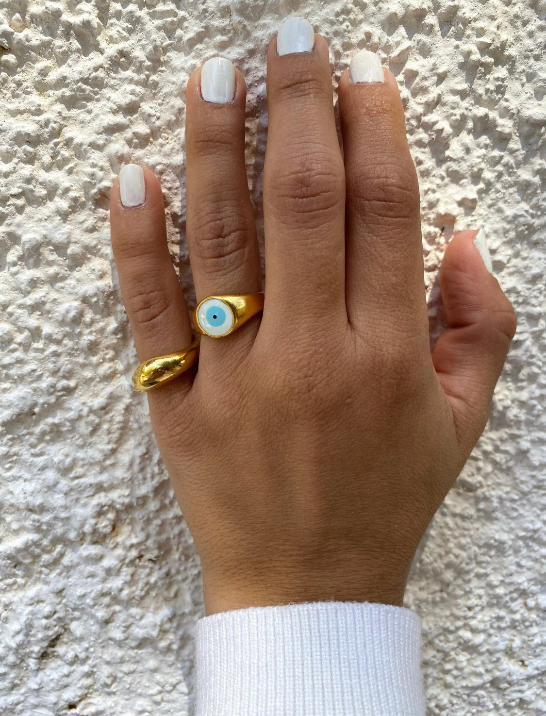 Gold Evil Eye Ring, Solid Gold Ring