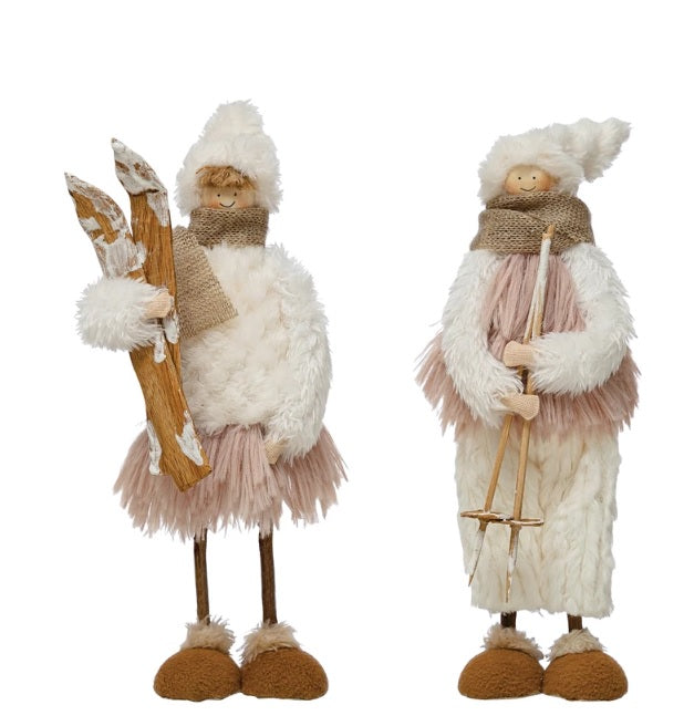 Handmade Fabric and Bamboo Skier, 2 Styles
