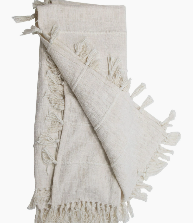 Kylie Hand Woven Throw, Cream