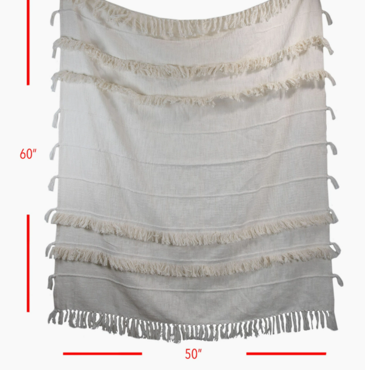 Kylie Hand Woven Throw, Cream