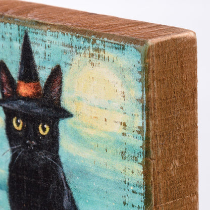 Cat Witch Block Sign