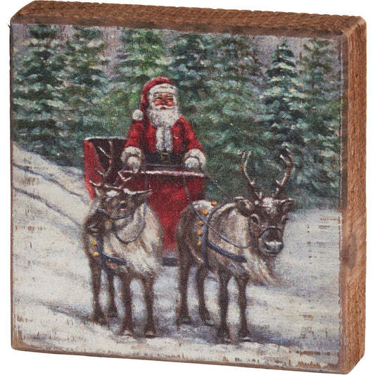 Santa's Sleigh Block Sign