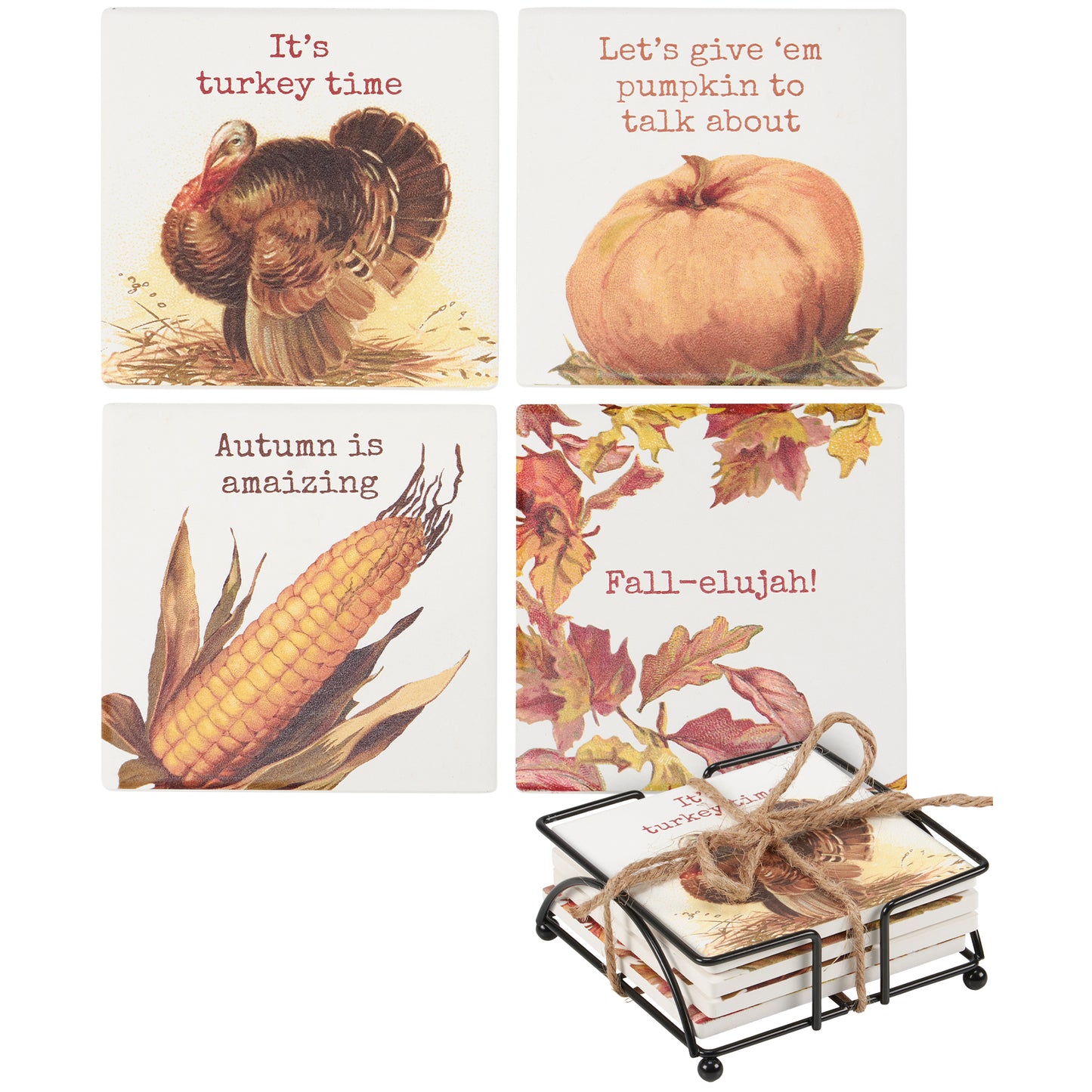 Fall Puns Coaster Set