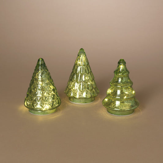 Mercury Green Glass Tree, 3 styles