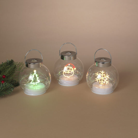 Neon Lighted Holiday Glass Lantern, 3 styles