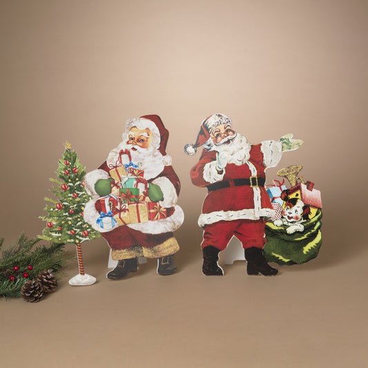 Retro Wood Holiday Santa w/ Easel, 2 styles