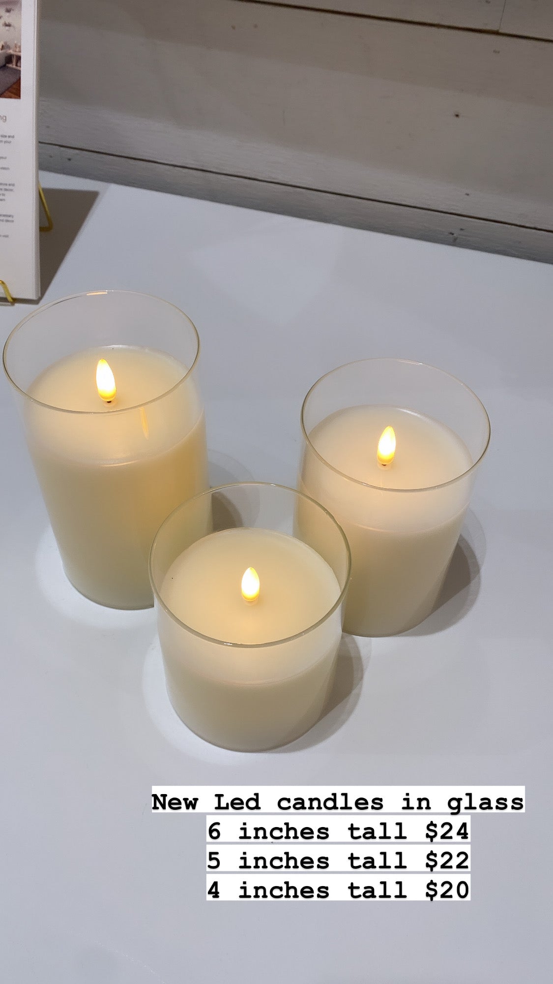 LED Candles in Glass, 3 sizes