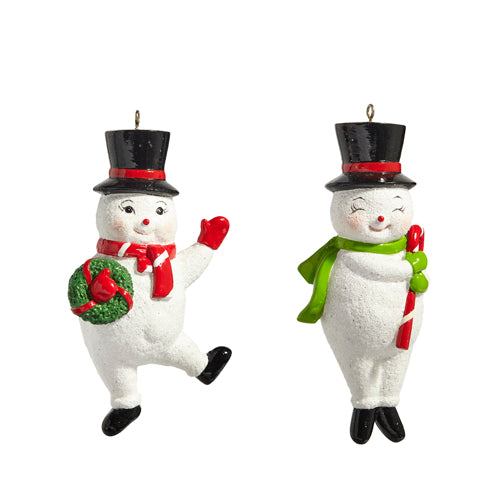 Glittered Snowman Ornament, 2 styles