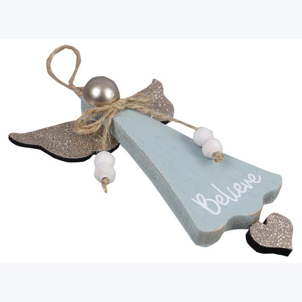 Wood White Winter Snow Angel Ornaments, 3 styles