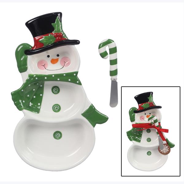 Winter Whimsy Snowman Chip & Dip w/ Spreader