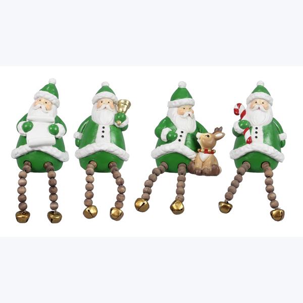 Shelf Sitting Santa with Jingle Bell Feet, 4 Styles