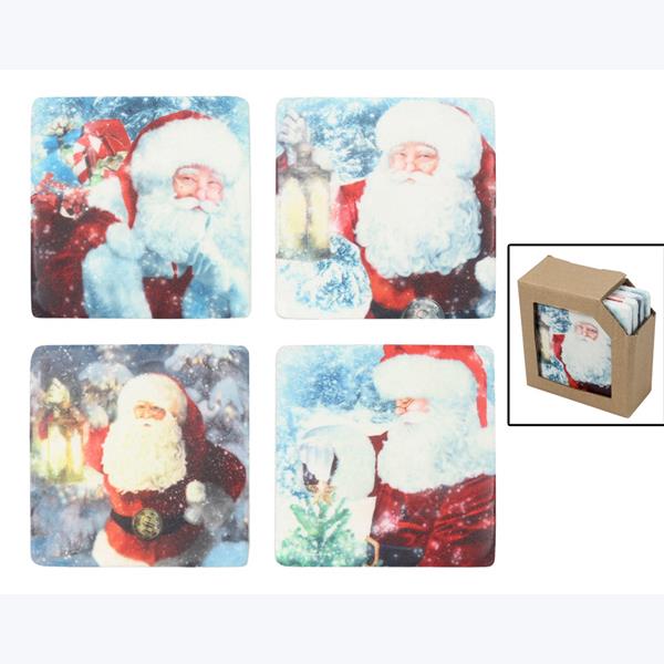 Resin Santa Coaster, 4 Pcs/Set