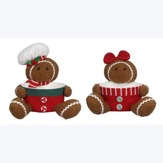 Fabric Christmas Gingerbread Man bowl, 2 styles