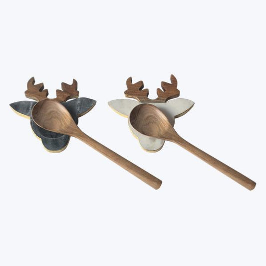 Marble Spoon Rest with Wood Spoon, 2 Styles