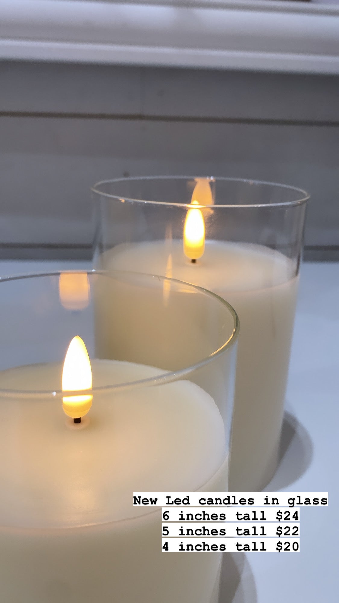 LED Candles in Glass, 3 sizes