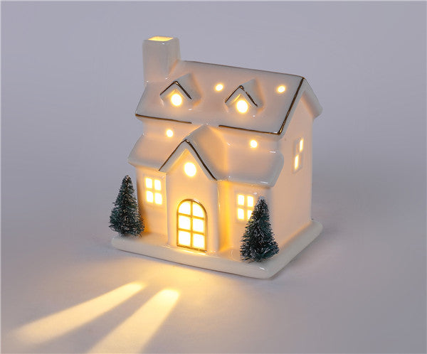 Holiday Ceramic White Glow House