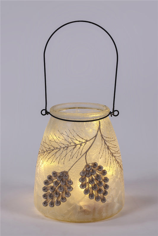 Pinecone Glow Jar with Handle