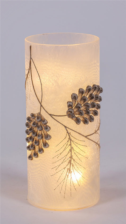 Glass Pinecone Glow Cylinder