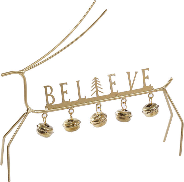 Gold Deer Believe W/Bells Stand