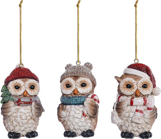 Holiday Owl Ornaments, 3 styles