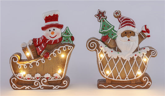 Santa/Snowman Glow Light Up Sleigh, 2 styles